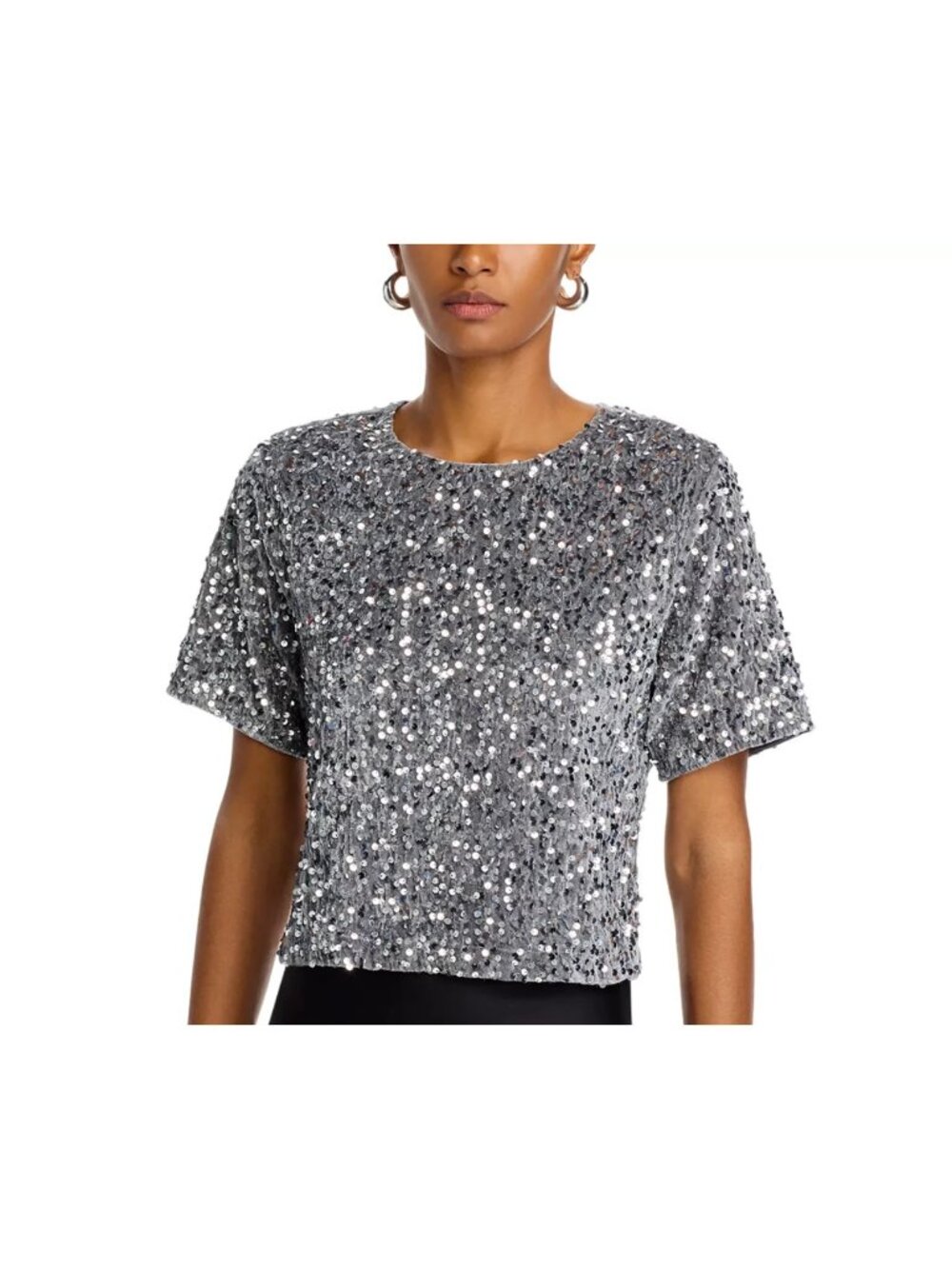 STEVE MADDEN Small Cressa Sequin Top Gray Grey Silver Metallic Event Party NEW